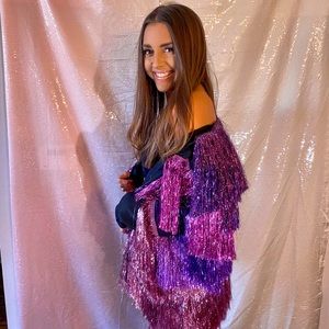 Nasty Gal Two-Piece Multi-Color Fringe Jacket